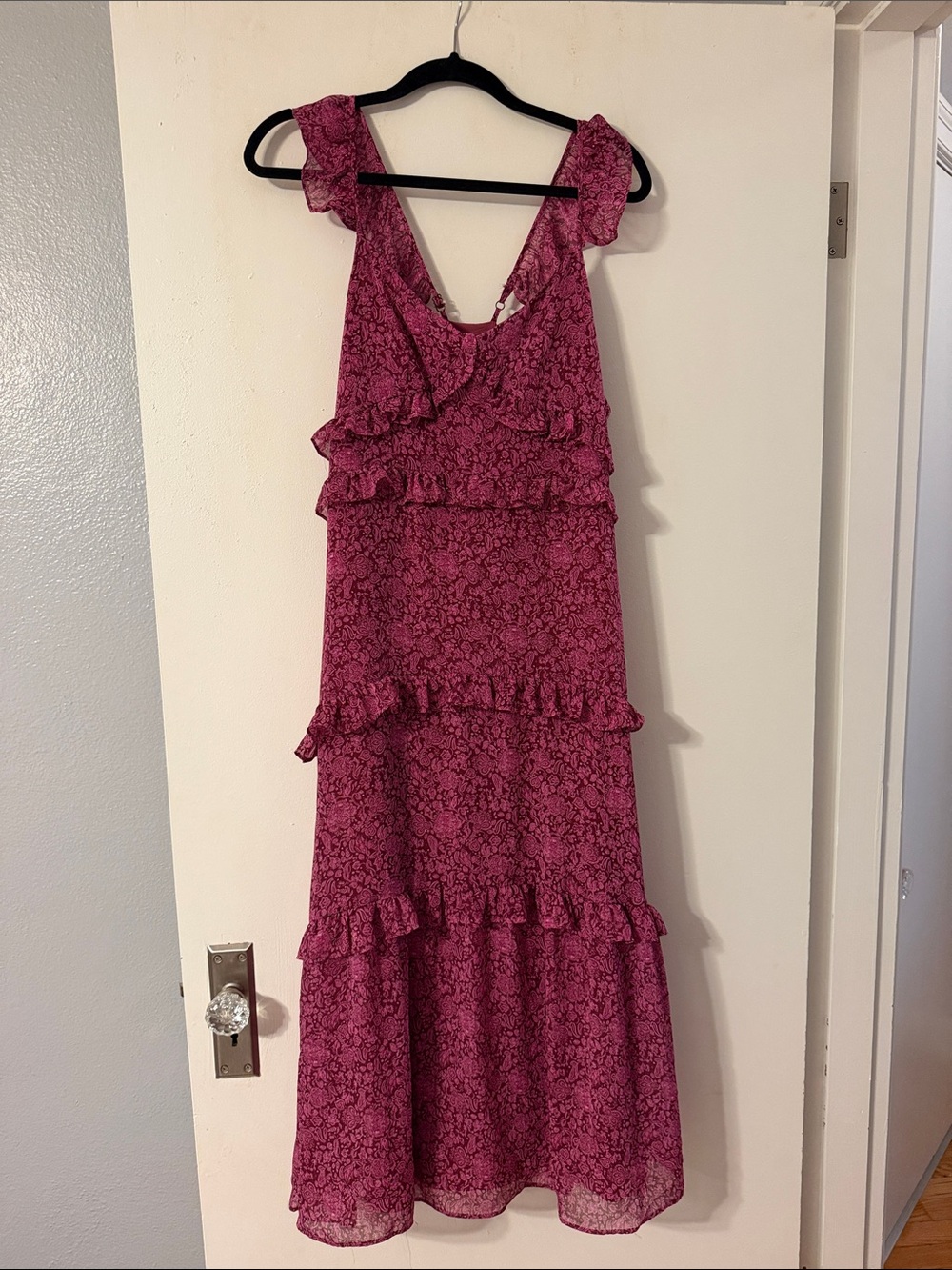 Women’s Ruffled Floral Midi Dress - Pink